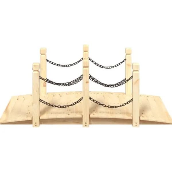 Outlet Trädgårdsbro med kedjeräcken i massivt granträ | Storlek: 150x67x56 cm | Färg: Naturlig träton Havebroer