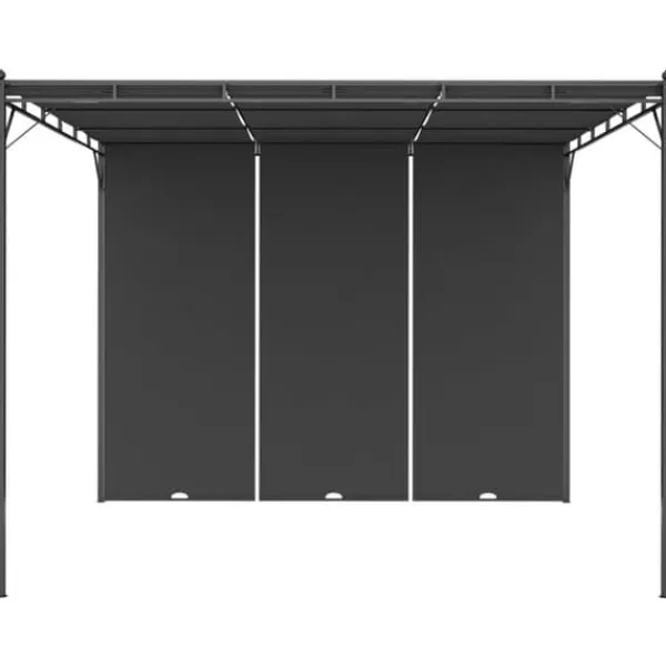 Clearance Trädgårdspaviljong med draperier och soltak - Hållbar konstruktion | Färg: Antracit | Storlek: 3x3x2,25 m Buer, Spalier, Lysthuse Uden Tag