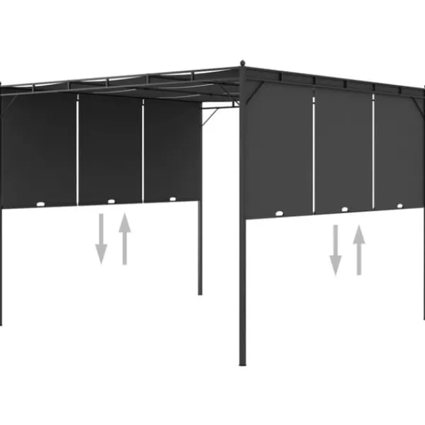 Clearance Trädgårdspaviljong med draperier och soltak - Hållbar konstruktion | Färg: Antracit | Storlek: 3x3x2,25 m Buer, Spalier, Lysthuse Uden Tag