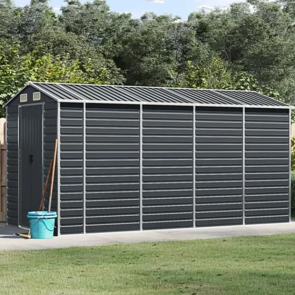 Sale Trädgårdsskjul i galvaniserat stål | Antracit | Storlek: 191x385x198 cm Skure, Garager & Carports