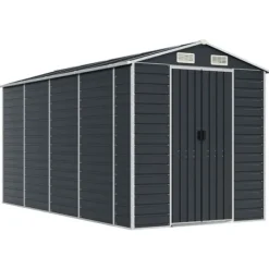 Sale Trädgårdsskjul i galvaniserat stål | Antracit | Storlek: 191x385x198 cm Skure, Garager & Carports