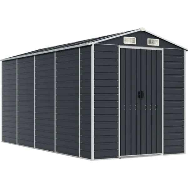 Sale Trädgårdsskjul i galvaniserat stål | Antracit | Storlek: 191x385x198 cm Skure, Garager & Carports