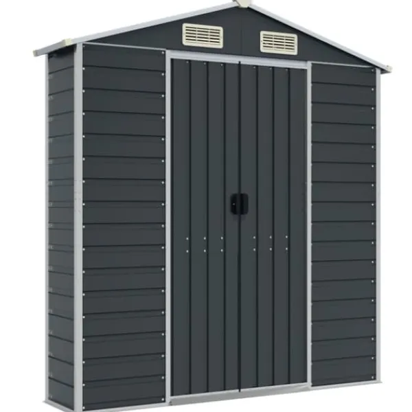 Sale Trädgårdsskjul i galvaniserat stål | Antracit | Storlek: 191x385x198 cm Skure, Garager & Carports