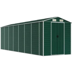 Skure, Garager & Carports^Trädgårdsskjul i galvaniserat stål - Utomhusförvaring | Färg: Grön | Storlek: 191x640x198 cm