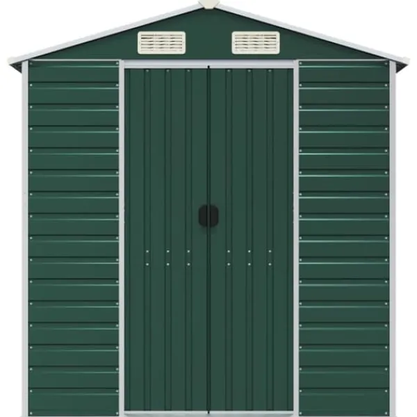 Skure, Garager & Carports^Trädgårdsskjul i galvaniserat stål - Utomhusförvaring | Färg: Grön | Storlek: 191x640x198 cm