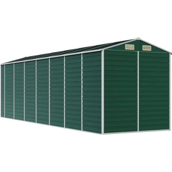 Skure, Garager & Carports^Trädgårdsskjul i galvaniserat stål - Utomhusförvaring | Färg: Grön | Storlek: 191x640x198 cm