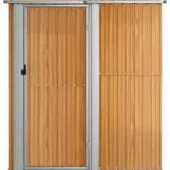 Skure, Garager & Carports^Trädgårdsskjul i galvaniserat stål med trälook | Storlek: 180,5x97x209,5 cm