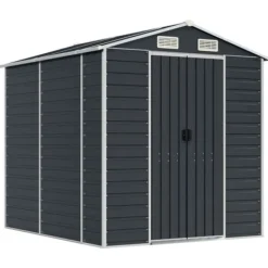 Skure, Garager & Carports^Trädgårdsskjul i galvaniserat stål - Förvaringslösning för verktyg | Färg: Antracit | Storlek: 191x215x198 cm