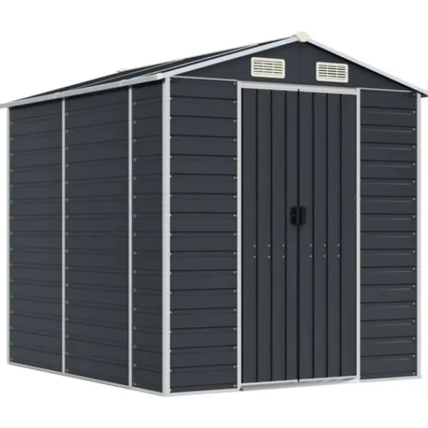Skure, Garager & Carports^Trädgårdsskjul i galvaniserat stål - Förvaringslösning för verktyg | Färg: Antracit | Storlek: 191x215x198 cm