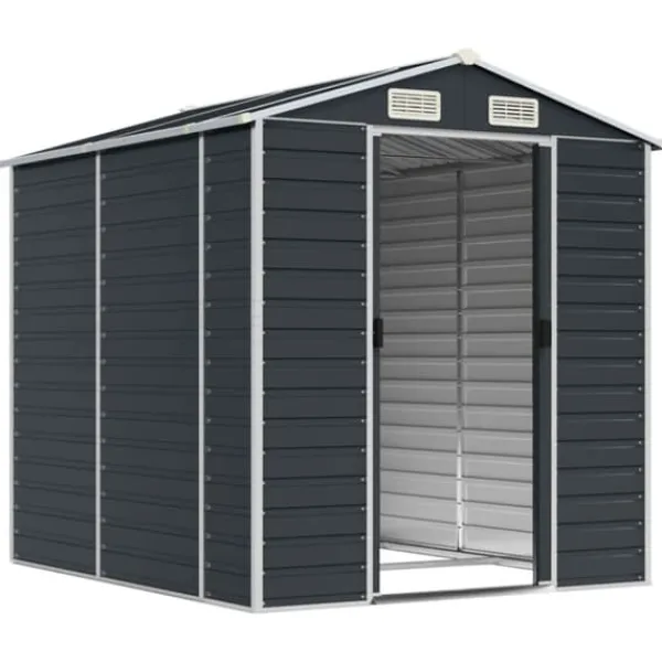 Skure, Garager & Carports^Trädgårdsskjul i galvaniserat stål - Förvaringslösning för verktyg | Färg: Antracit | Storlek: 191x215x198 cm