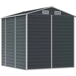 Skure, Garager & Carports^Trädgårdsskjul i galvaniserat stål - Förvaringslösning för verktyg | Färg: Antracit | Storlek: 191x215x198 cm