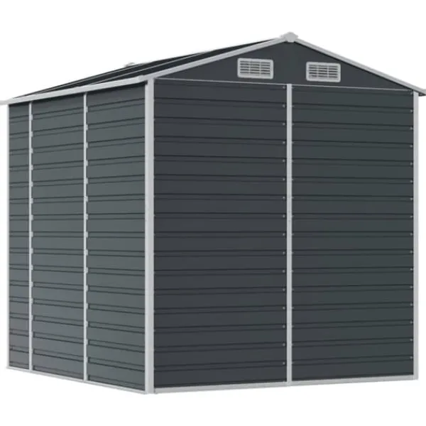 Skure, Garager & Carports^Trädgårdsskjul i galvaniserat stål - Förvaringslösning för verktyg | Färg: Antracit | Storlek: 191x215x198 cm