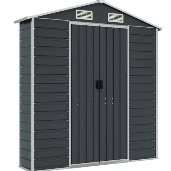 Skure, Garager & Carports^Trädgårdsskjul i galvaniserat stål - Förvaringslösning för verktyg | Färg: Antracit | Storlek: 191x215x198 cm