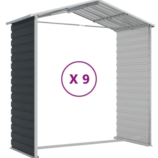 Skure, Garager & Carports^Trädgårdsskjul i galvaniserat stål - Praktisk förvaring för verktyg | Färg: Antracit | Storlek: 191x810x198 cm