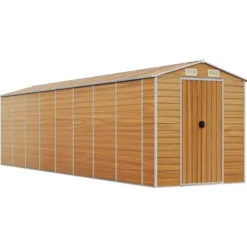 Hot Trädgårdsskjul i galvaniserat stål - Robust utomhusförvaring | Färg: Ljusbrun | Storlek: 191x725x198 cm Skure, Garager & Carports