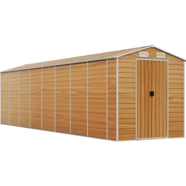 Hot Trädgårdsskjul i galvaniserat stål - Robust utomhusförvaring | Färg: Ljusbrun | Storlek: 191x725x198 cm Skure, Garager & Carports