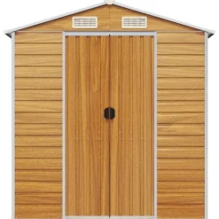 Hot Trädgårdsskjul i galvaniserat stål - Robust utomhusförvaring | Färg: Ljusbrun | Storlek: 191x725x198 cm Skure, Garager & Carports