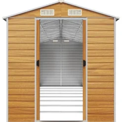 Hot Trädgårdsskjul i galvaniserat stål - Robust utomhusförvaring | Färg: Ljusbrun | Storlek: 191x725x198 cm Skure, Garager & Carports