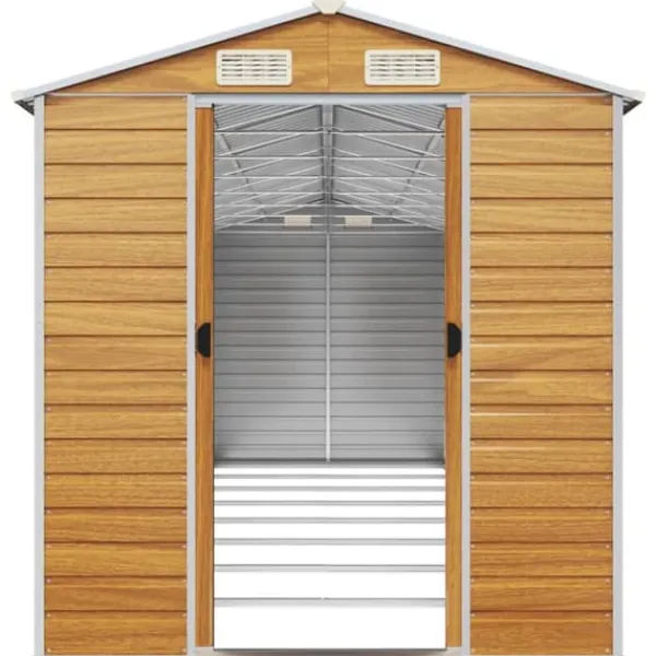 Hot Trädgårdsskjul i galvaniserat stål - Robust utomhusförvaring | Färg: Ljusbrun | Storlek: 191x725x198 cm Skure, Garager & Carports