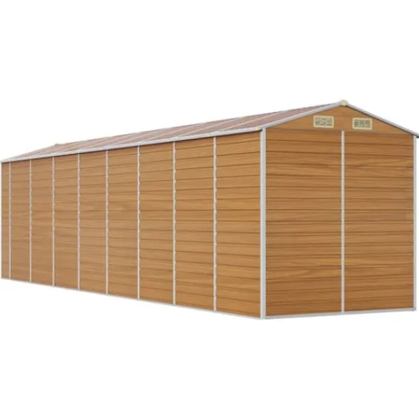 Hot Trädgårdsskjul i galvaniserat stål - Robust utomhusförvaring | Färg: Ljusbrun | Storlek: 191x725x198 cm Skure, Garager & Carports