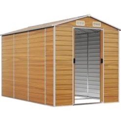 Skure, Garager & Carports^Trädgårdsskjul i galvaniserat stål - Praktisk utomhusförvaring | Färg: Ljusbrun | Storlek: 191x300x198 cm