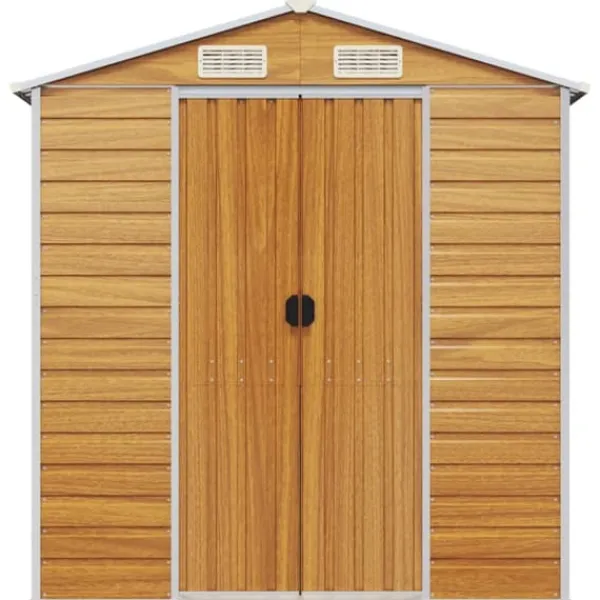 Skure, Garager & Carports^Trädgårdsskjul i galvaniserat stål - Praktisk utomhusförvaring | Färg: Ljusbrun | Storlek: 191x300x198 cm