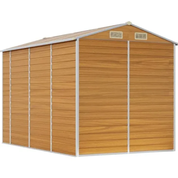 Skure, Garager & Carports^Trädgårdsskjul i galvaniserat stål - Praktisk utomhusförvaring | Färg: Ljusbrun | Storlek: 191x300x198 cm