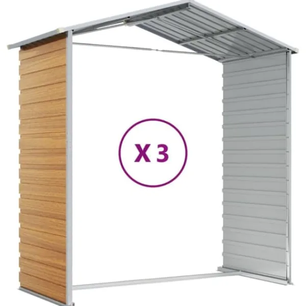 Skure, Garager & Carports^Trädgårdsskjul i galvaniserat stål - Praktisk utomhusförvaring | Färg: Ljusbrun | Storlek: 191x300x198 cm