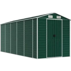 Skure, Garager & Carports^Trädgårdsskjut i galvaniserat stål - Robust förvaringslösning | Färg: Grön | Storlek: 191x470x198 cm