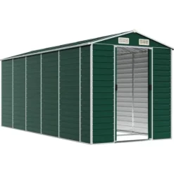 Skure, Garager & Carports^Trädgårdsskjut i galvaniserat stål - Robust förvaringslösning | Färg: Grön | Storlek: 191x470x198 cm