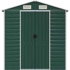 Skure, Garager & Carports^Trädgårdsskjut i galvaniserat stål - Robust förvaringslösning | Färg: Grön | Storlek: 191x470x198 cm
