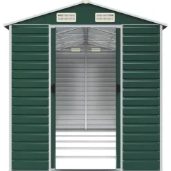 Skure, Garager & Carports^Trädgårdsskjut i galvaniserat stål - Robust förvaringslösning | Färg: Grön | Storlek: 191x470x198 cm