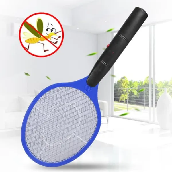 Outlet Trådløs Batteridrevet Elektrisk Fly Myggesmækker Bug Zapper Racket Insektdræber Blå Fluesmækkere