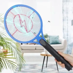 Fluesmækkere^Trådløs Batteridrevet Elektrisk Fluemyggedræber Bug Zapper Racket Insektdræber (blå)