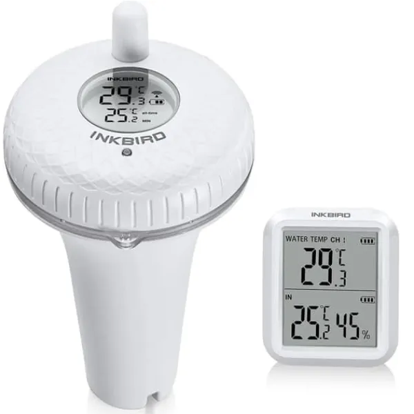Sale Trådløs Pooltermometer, Bluetooth-forbindelse, Høj præcision for måling af temperatur og luftfugtighed,Trådløs Version Pool- & Spatilbehør