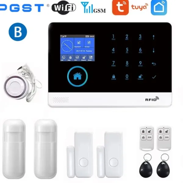 Hjemmealarmsystemer^Trådløst Alarm System, Stemmestyring, Multi-Zone Support,EU-stik, B