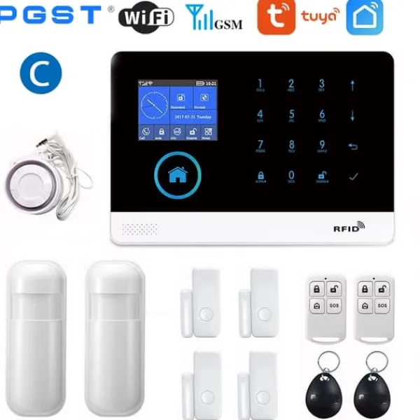 Hjemmealarmsystemer^Trådløst Alarm System, Stemmestyring, Multi-Zone Support,EU-stik, C