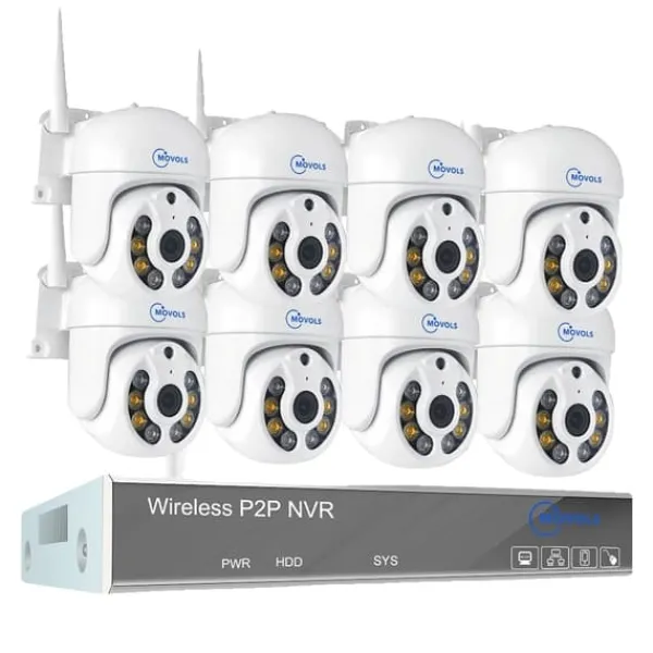 Sikkerhedsmonitorer & Videokameraer^Trådløst CCTV-system, AI-detektion, To-vejs lyd,1T, 10CH 3MP Med 8 PTZ-a