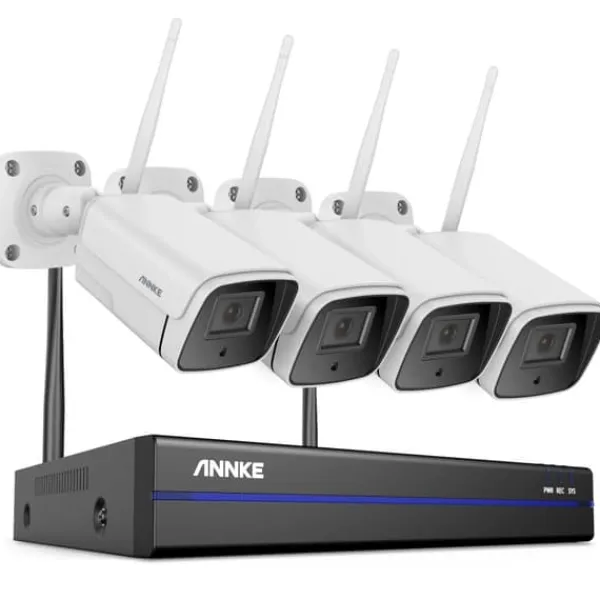 Best Trådløst CCTV-system, 5MP opløsning, tovejs lyd, 8CH NVR 4 stk kamera, 2T Sikkerhedsmonitorer & Videokameraer