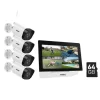 Sikkerhedsmonitorer & Videokameraer^Trådløst CCTV-system, 7-tommer berøringsskærm, tovejskommunikation,5MP 4PCS Kamera 64G