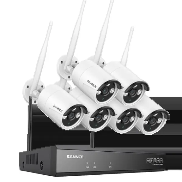 Discount Trådløst NVR CCTV-system, 5MP IP-kamera, Natvision, 1T, 8CH NVR 6Pcs Kits Sikkerhedsmonitorer & Videokameraer