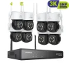 Sikkerhedsmonitorer & Videokameraer^Trådløst Overvågningssystem, Nattesyn, 16 Kanal Indgang,5MP 51CM 8Stk Kamera, Ingen