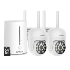 New Trådløst Sikkerhedskamera, 5MP Opløsning, Nattesynsfunktion,I51CP 2Pcs med 64G Sikkerhedsmonitorer & Videokameraer