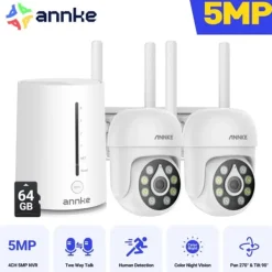 New Trådløst Sikkerhedskamera, 5MP Opløsning, Nattesynsfunktion,I51CP 2Pcs med 64G Sikkerhedsmonitorer & Videokameraer