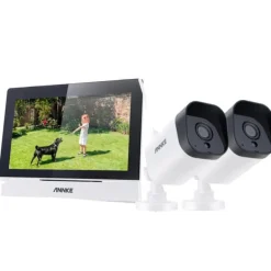 Sikkerhedsmonitorer & Videokameraer^Trådløst sikkerhedskamerasystem, 7" LCD-monitor, 4CH WiFi-funktionalitet, 3MP høj opløsning