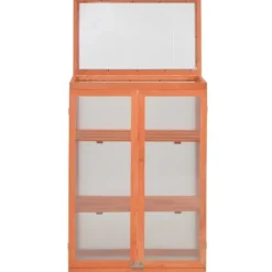Drivhus^Trædrivhus med 2 hylder | 75x47x109 cm | Materiale: PC-plade & træ
