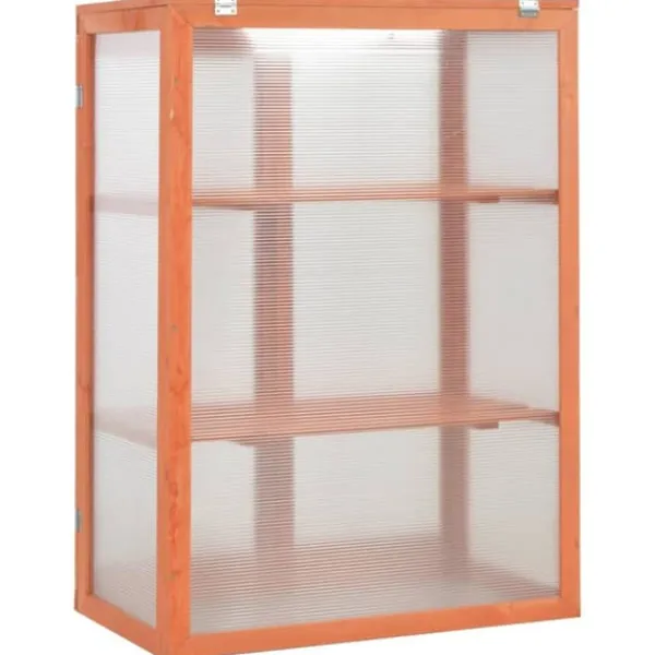Drivhus^Trædrivhus med 2 hylder | 75x47x109 cm | Materiale: PC-plade & træ