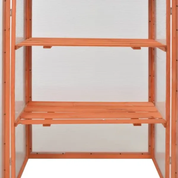 Drivhus^Trædrivhus med 2 hylder | 75x47x109 cm | Materiale: PC-plade & træ