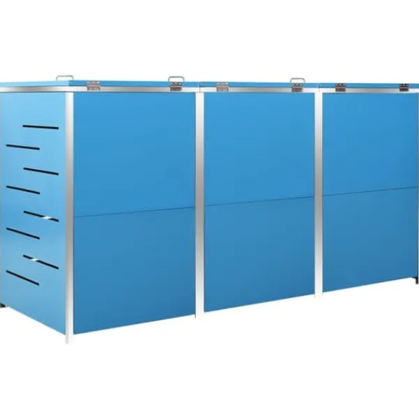 Skure, Garager & Carports^Tredobbelt skraldespandsskjuler i rustfrit stål | Størrelse: 207x77,5x112,5 cm