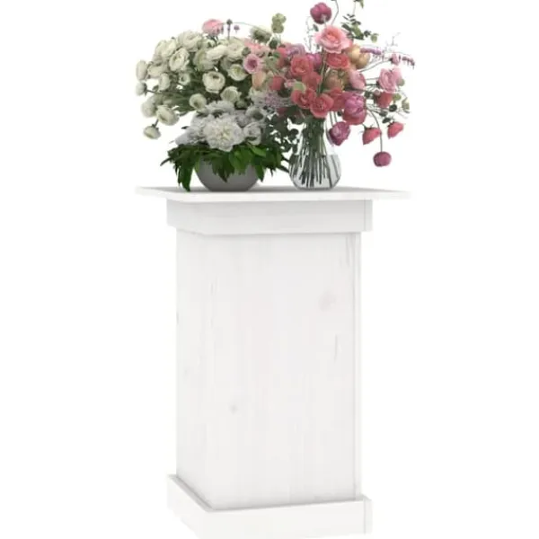Plantestativer^Trendy blomsterstander i massivt fyrretræ | Størrelse: 40x40x60 cm | Farve: Hvid